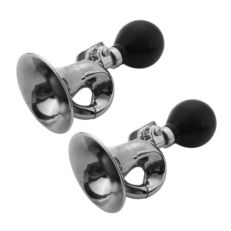 2X Non-Electronic Trumpet Loud Bicycle Cycle Bike Bell Vintage Retro Bugle Hooter Horn Silver