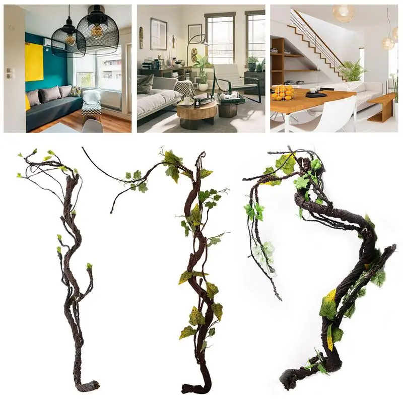 

Simulation Artificial Trees Trunk Branches Plants Twigs Wall Hanging Liana Rattan Silk Flexible Flower Vine Home Wedding Garden