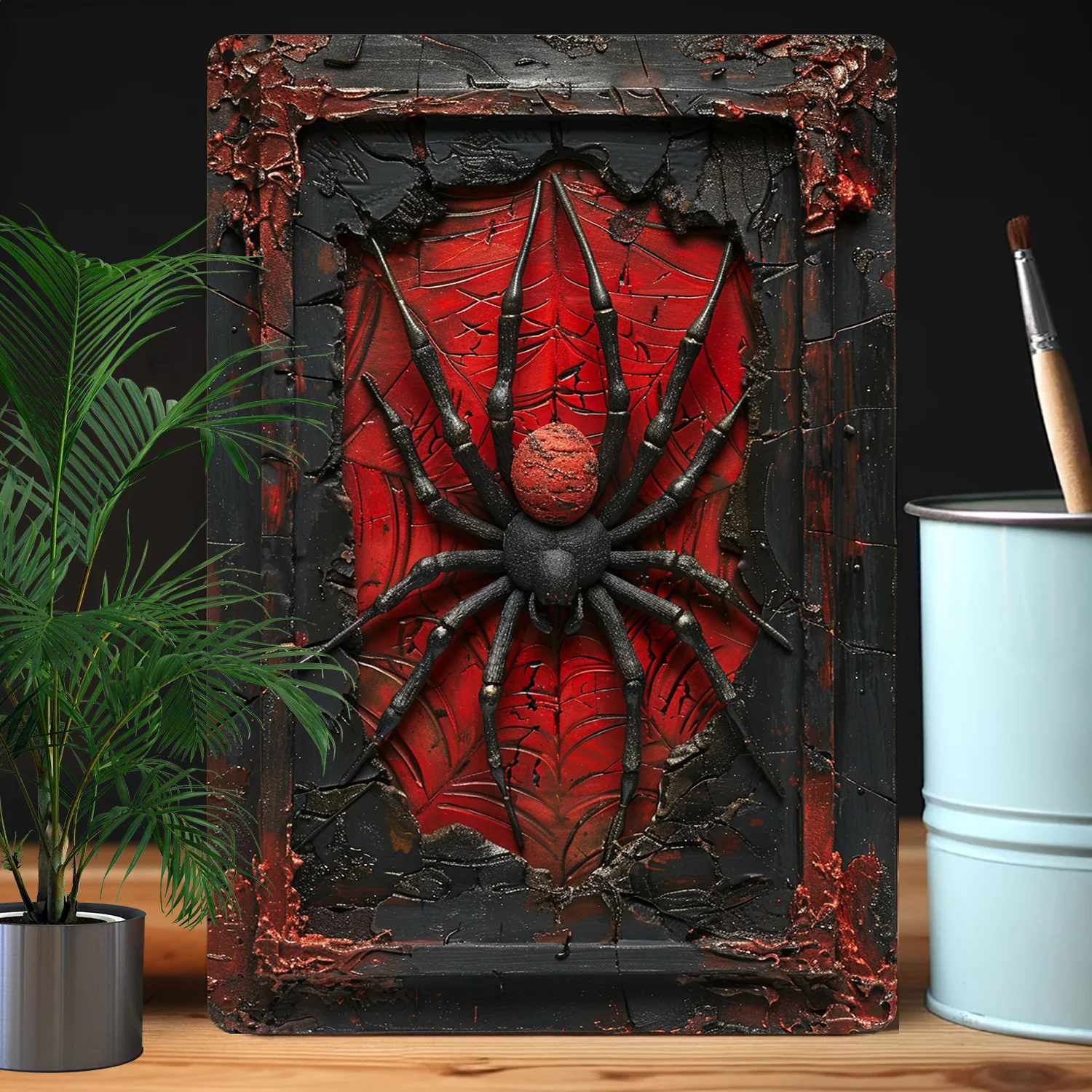 Spider Wall Art, High-Resilience Metal Home Decor, Moisture-Resistant , Unique Insect Themed Artwork for Home, Gym, Office