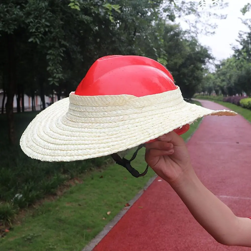 Wide Large Brim Summer Sunscreen Visors Summer Straw Woven Sunshade Cap Labor Safety Helmets Outdoor Spring Summer