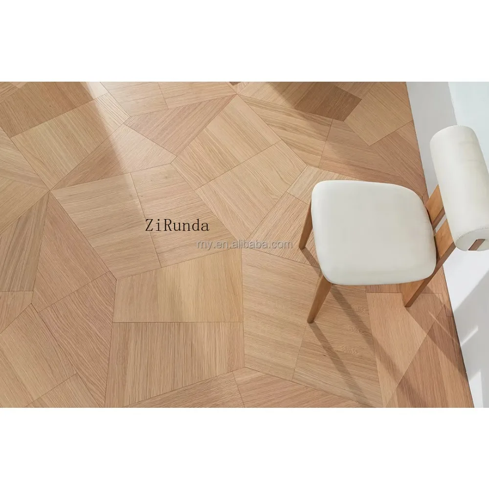 オーク材のカスタム版タングラム寄木細工、天然オイル仕上げの木製床