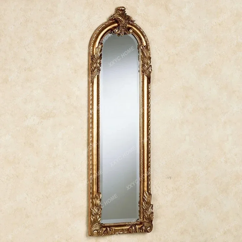 

French retro full-length mirror bedroom porch wall-mounted living room wall-mounted European classical carved dressing mirror