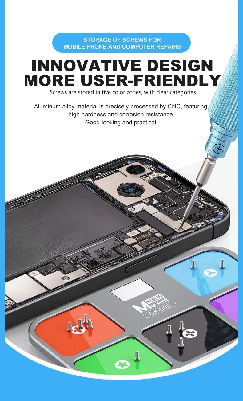 MaAnt CX-005 Screw MagDock Aluminum Alloy Magnetic Storage Tray for IPhone Repair Watch Camera Disassembly Repair Tool