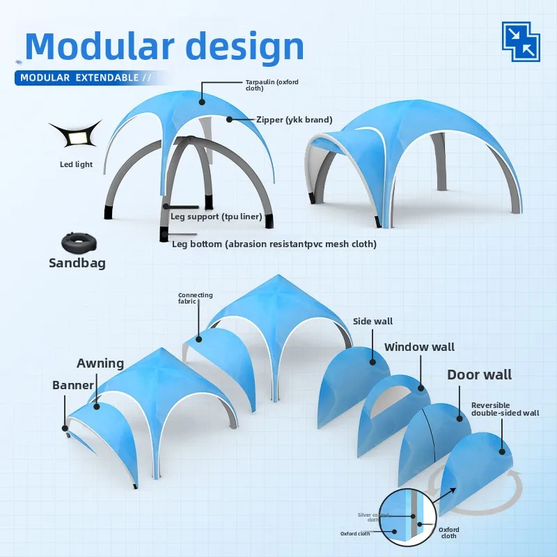 Automatic Inflatable X-shaped Exhibition Tent Thermoplastic Polyurethane Material for Outdoor Camping