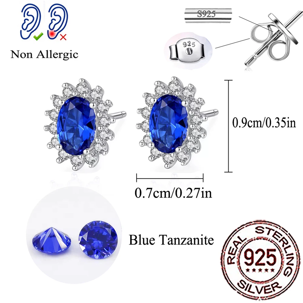 CWWZircons Ohrstecker aus 925er-Sterlingsilber, Vintage-Stil, blauer CZ-Zirkon, große Blumenform, für Frauen, Hochzeit, Party, Schmuck, Geschenke, SE109 – Detail 1