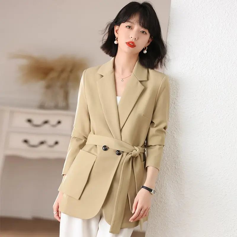 Office Ladies Coat Long Sleeve Single-breasted Office Lady Business Casual Lapel Neck Elegant Blazer Outerwears Clothes