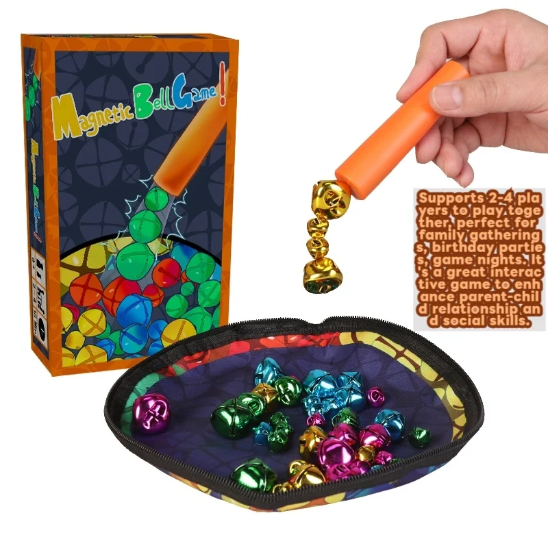 Magnetic Bell Challenge Game, Montessori Fine Motor Training Toy, Suitable for Children Aged 6 and Above, Family Tabletop Game for 2-4 Players, Portable Travel Game Gift, Suitable for Birthdays, Parties, Christmas, Halloween, Easter, National Day, Children's Day, Suitable as a Toy Gift for Boys and Girls