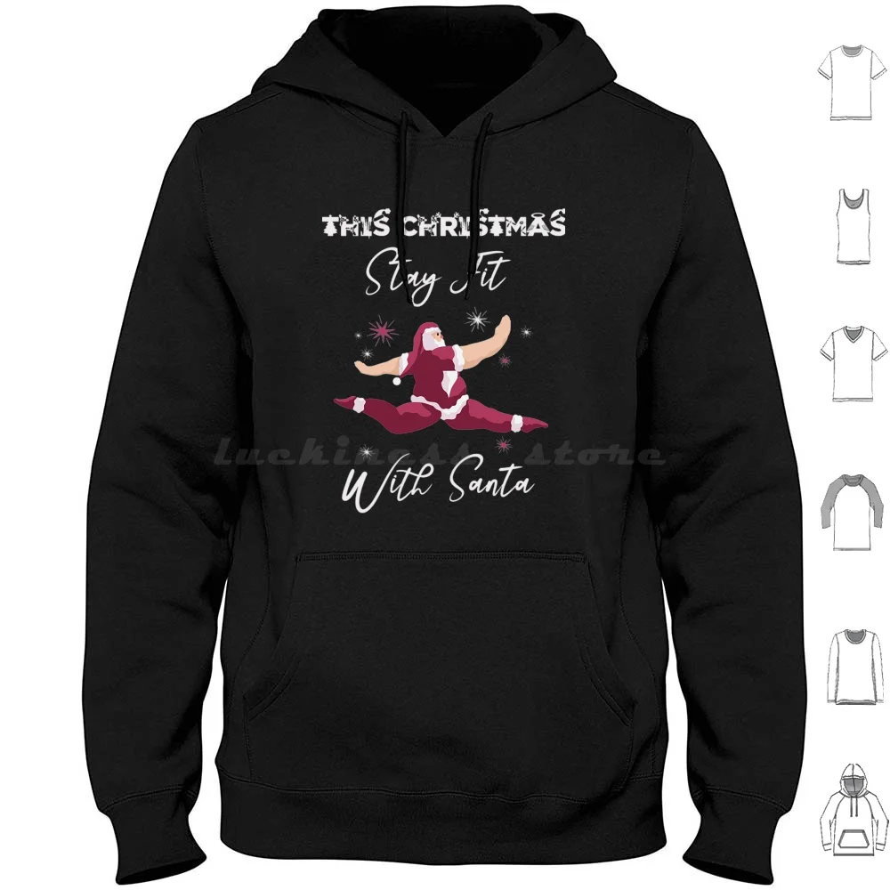 Este Natal fica se ajusta com a dança do Papai Noel com camiseta de Papai Noel com capuz de algodão manga comprida Natal Papai Noel treino Papai Noel
