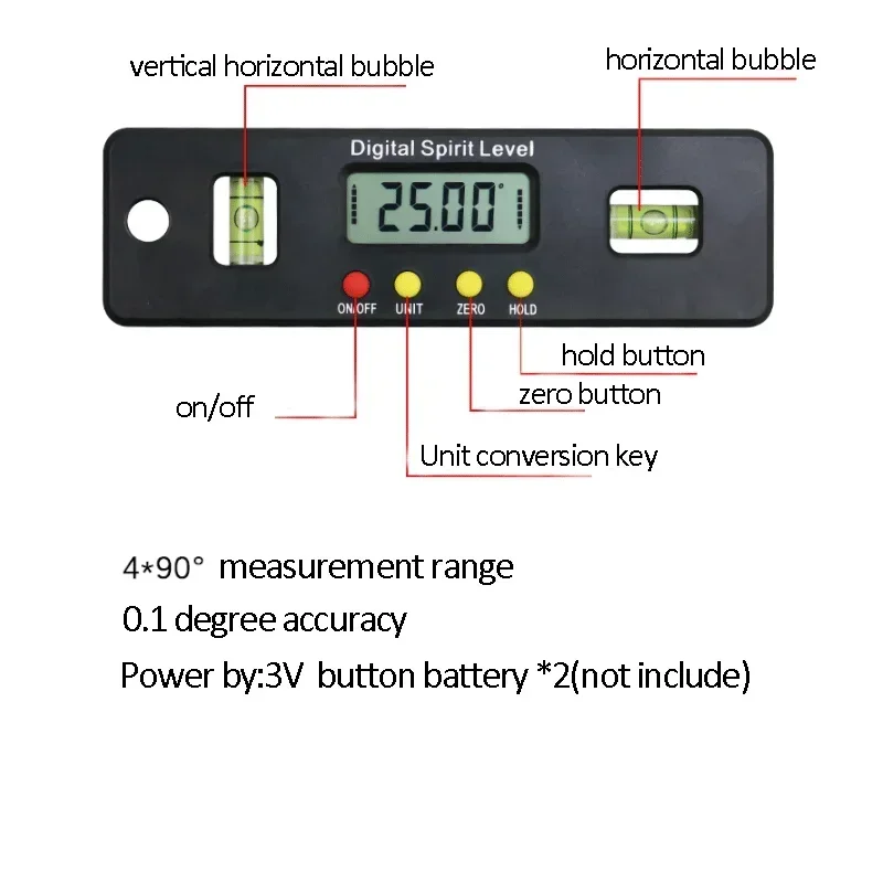 Mini Digital Protractor 100mm 150mm 300mm Angle Finder Electronic Level Inclinometer  with Magnetic Bottom Angle Measuring Tools