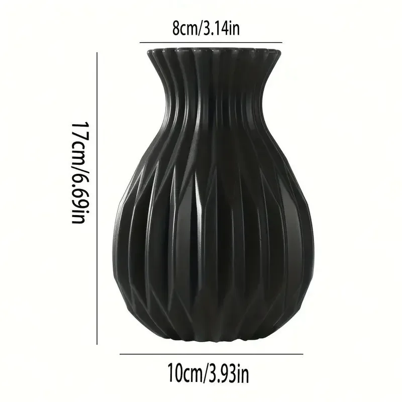 1pcs Nordic Flower Vase Imitation Ceramic Plastic Flower Vase Living Room Desktop Decoration Wedding Centerpiece Arrangement - view 6