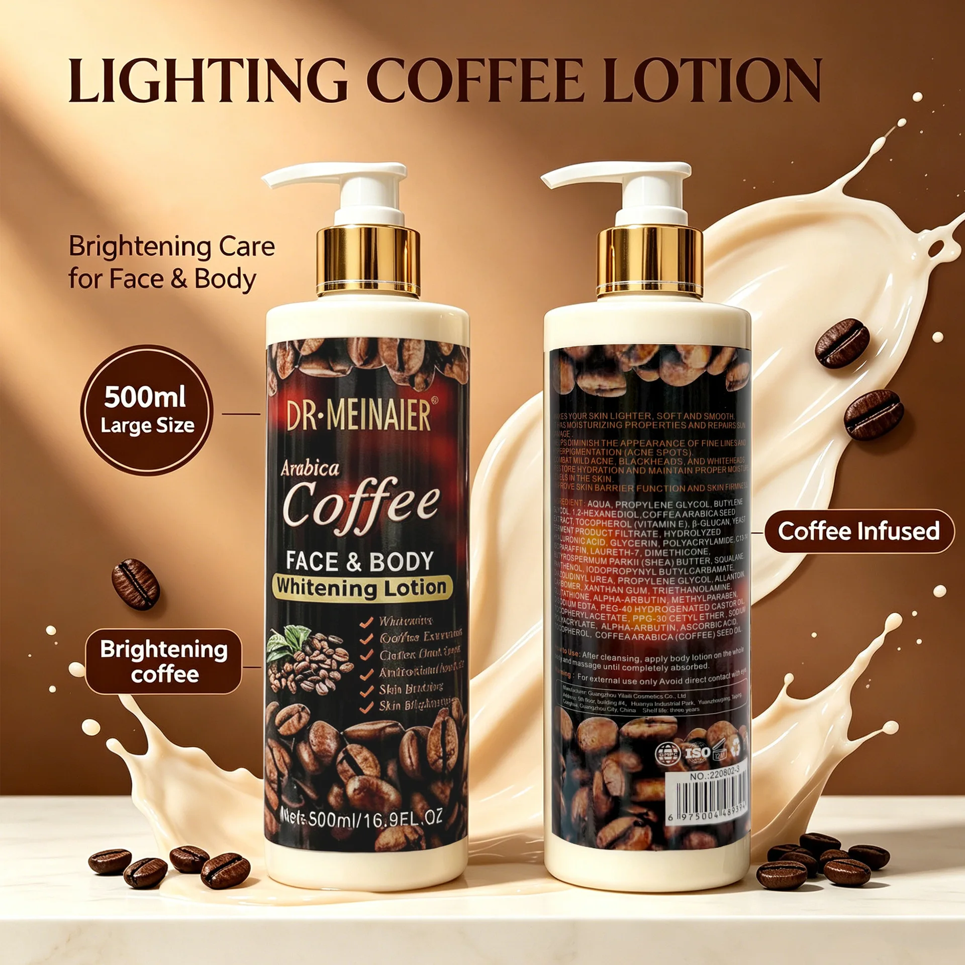 Coffee Body Lotion Skin Brightening Skin Tone Moisturizing Easy Absorption Improving Rough Moisturizing Removing Black