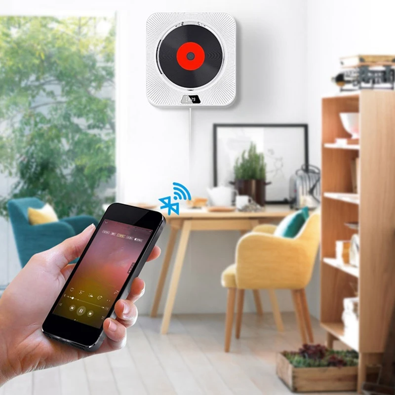 Портативный CD-проигрыватель с разъемом US, настенный музыкальный проигрыватель, встроенный высокоточный динамик, поддержка CD/USB/TF