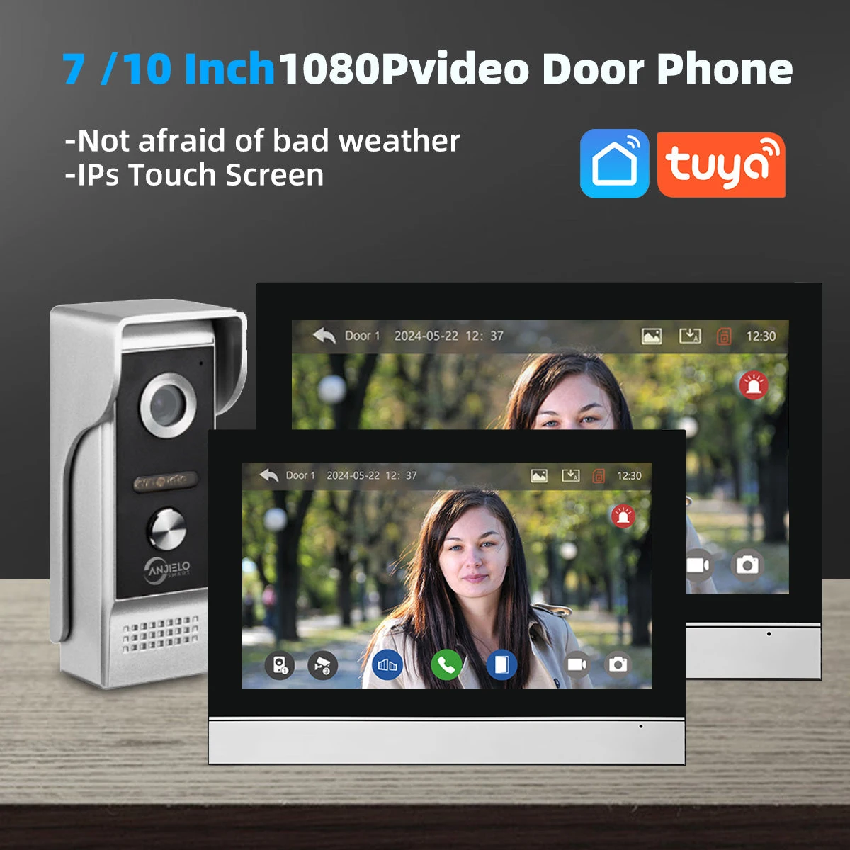 Tuya 1080P 7/10 นิ้วหน้าจอสัมผัสสี WiFi doorbell อัจฉริยะ APP Intercom ชุดโทรศัพท์มือถือการตรวจจับ 128G