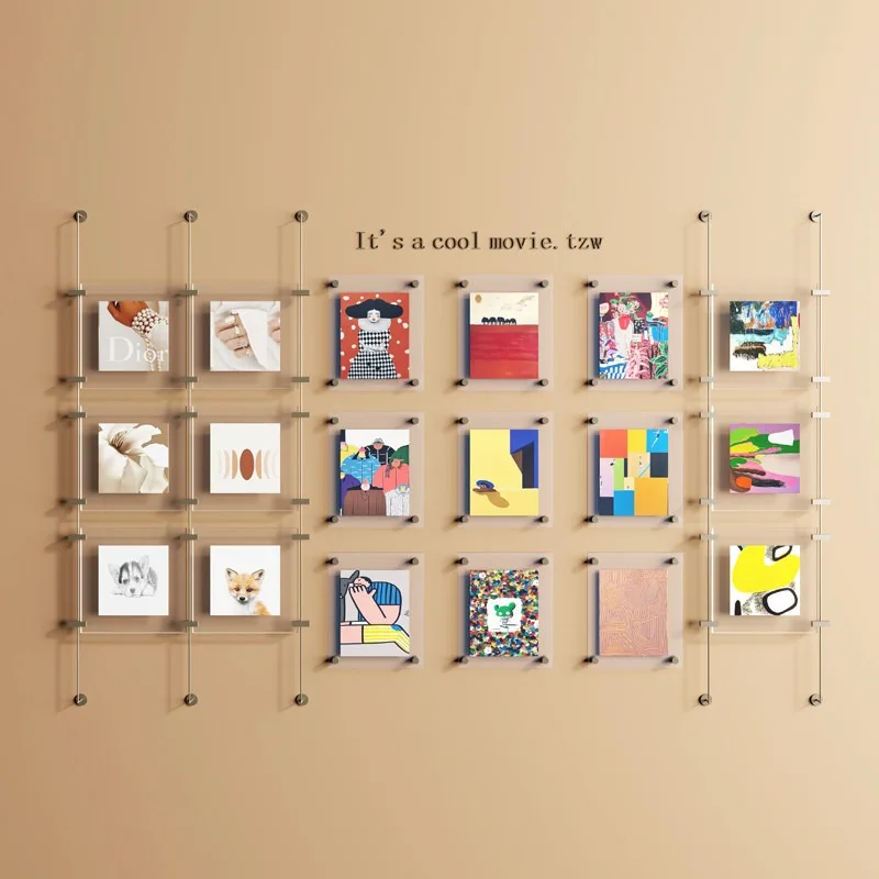 Modern style acrylic metal pole hanging painting living room cartoon photo wall, corridor publicity device borderless
