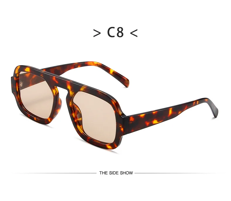 Mode quadratische Sonnenbrille Frauen neue Retro schwarz braun dicken Rahmen Pilot Sonnenbrille Frau Chic Polygon Leopard Shades UV400 – Detail 17
