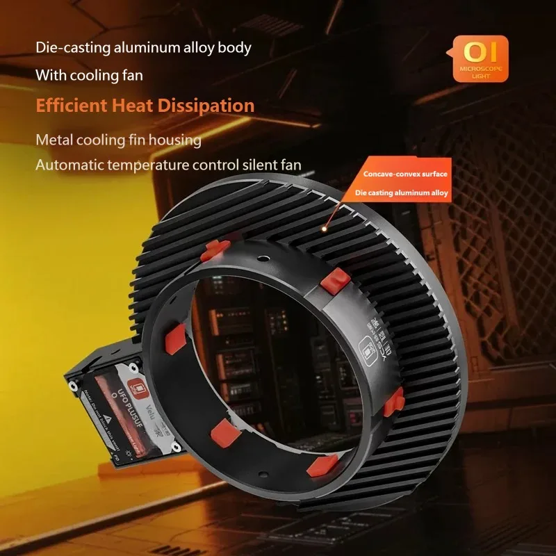 YCS Flying Saucer Plus Shadowless Microscope Ring Light 280 LED Beads Cooling Fan 20W LED Lamp For Phone PCB Chip Repair Tools
