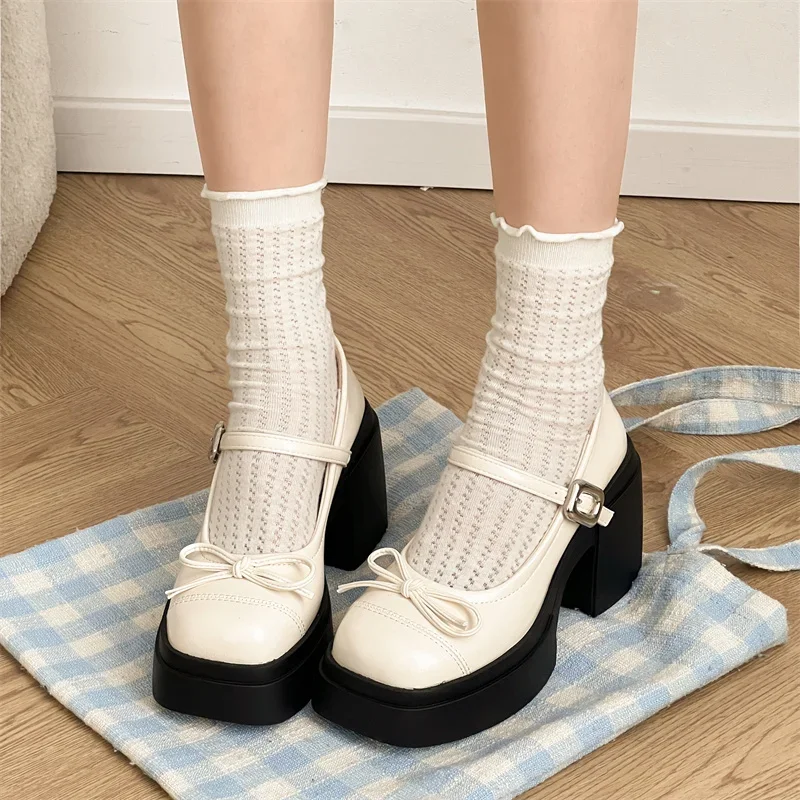 

Women High Heels Exquisite Mary Janes Shoe Luxury Designer Platform Boots for Woman Sweet Style Lolita Casual Shoe Zapatos Mujer