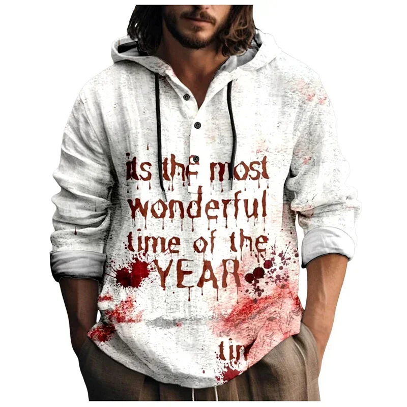 Art graffiti red hooded shirt foreign trade new hot sale hoodie tops men's fashion pullover Hawaiian casual men's shirt