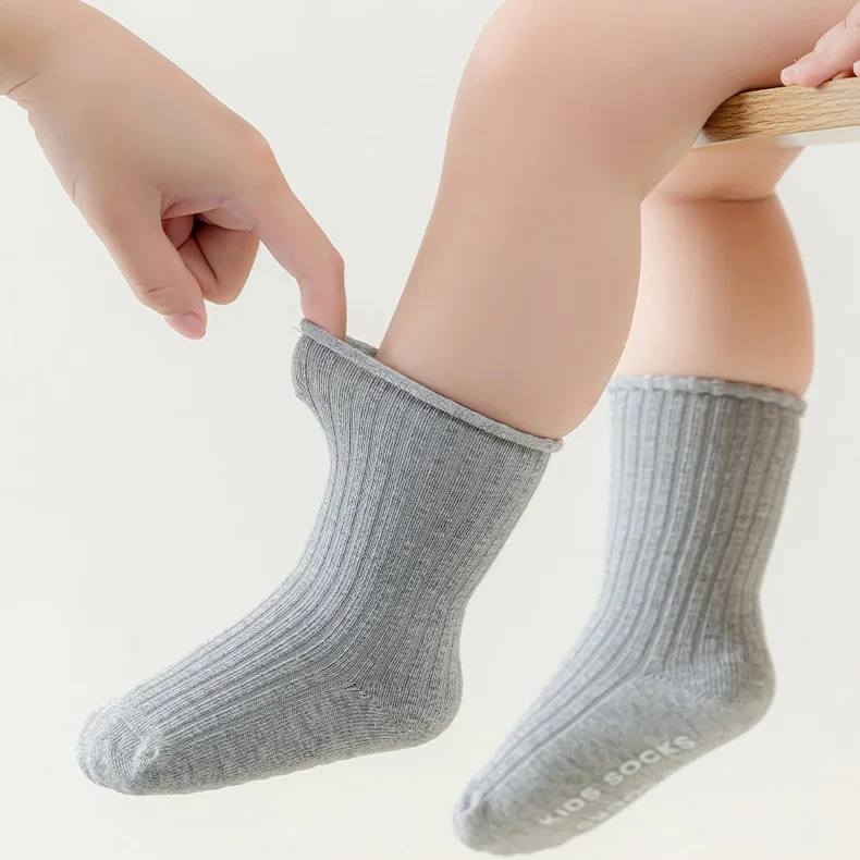 Spring Autumn Baby Socks Anti Slip Crew Non Skid Grip Toddler Floor Socks Soft Cotton Toddler Walking Socks for Boys Girls