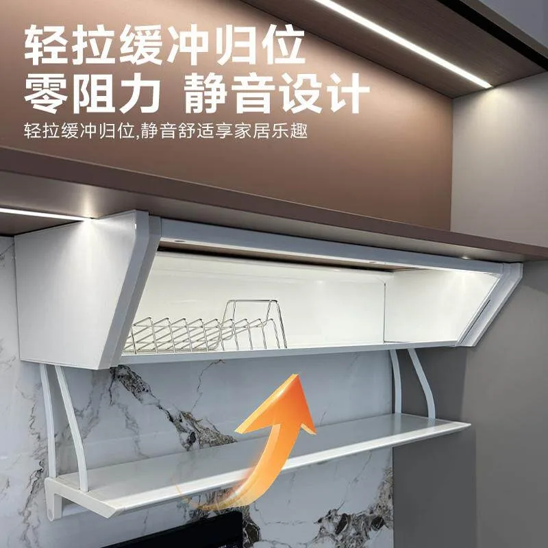 

Kitchen seasoning storage rack pull-down household wall-mounted storage shelf Preparation dish tray storage cabinet under the wa