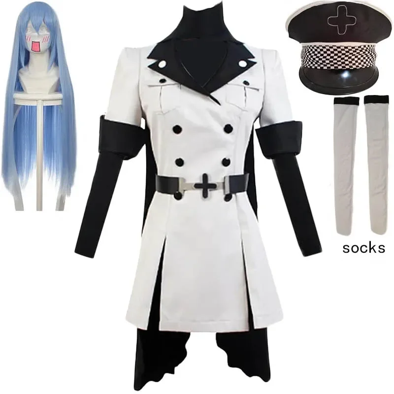 Cosplay Anime Esdeath Empire Cosplay Costume Manga General Uniform with Hat Socks for Halloween Outfits Esdeath Empire Outfits