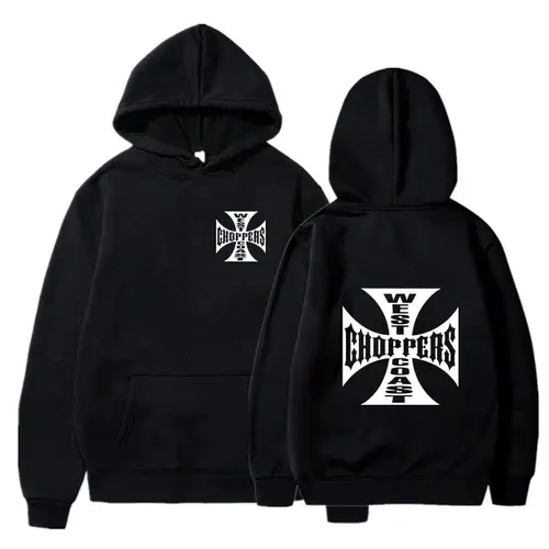 Imagen 1 del producto Sudaderas de algodón para hombres y mujeres más forro polar West Coast Choppers Iron Cross Logo Sudadera con capucha Otoño e invierno Ropa casual de calle