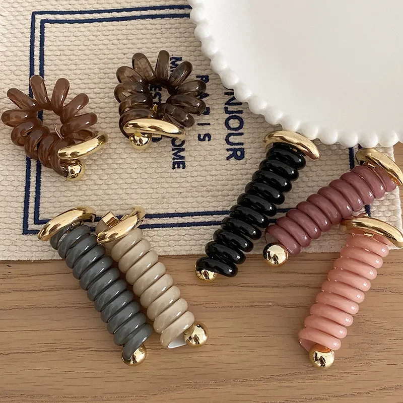 Japanese Fashion Style Spiral Hair Tie Metal Tpu Hair Ties for Girls and Women Hair Accessories Accesorios Para El Cabello