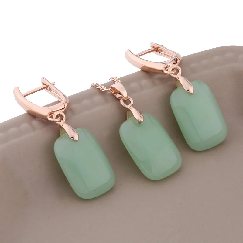 New Trend  Rose Gold Color Big Drop Earrings for Women Unusual Earrings Set Wedding Luxury Elegant Women\'s Set