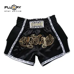 black new release muay thai shorts for all Fluory good quality boxing pants/trunks