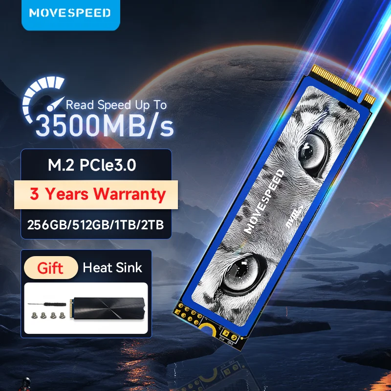 

MOVESPEED 3500 Мб/с M.2 NVMe SSD 2280 2 ТБ 1 ТБ Внутренний твердотельный накопитель 512 Гб PCIE 3,0x4 SSD жесткий диск для ПК, ноутбука, настольного компьютера