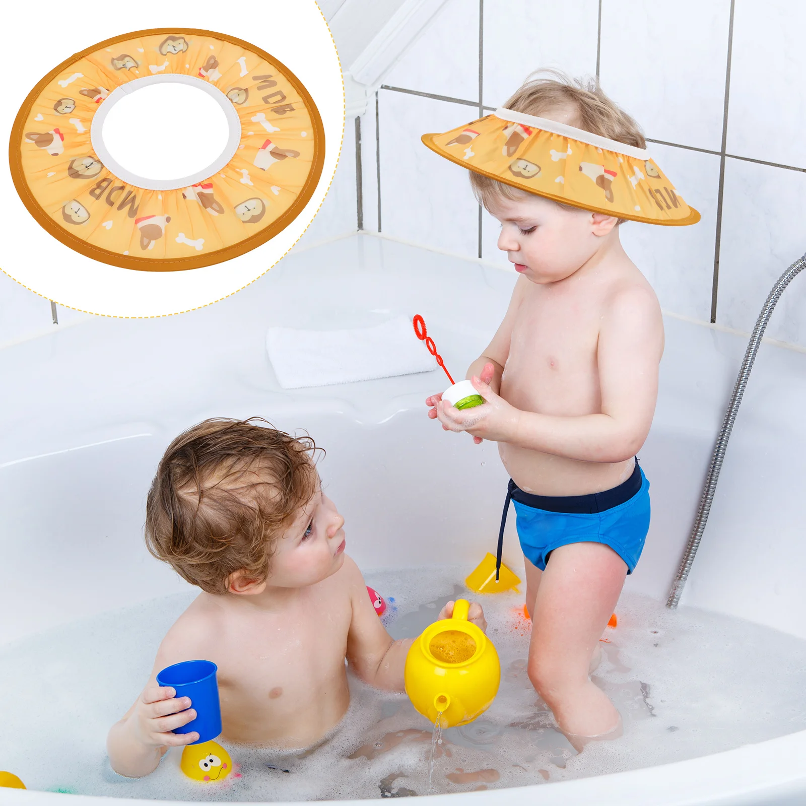 قطعة واحدة من قبعة شامبو الأطفال قابلة للتعديل من مادة إيفا للأطفال، قبعة استحمام لغسل الشعر، حاجب حمام مقاوم للماء للأطفال الصغار