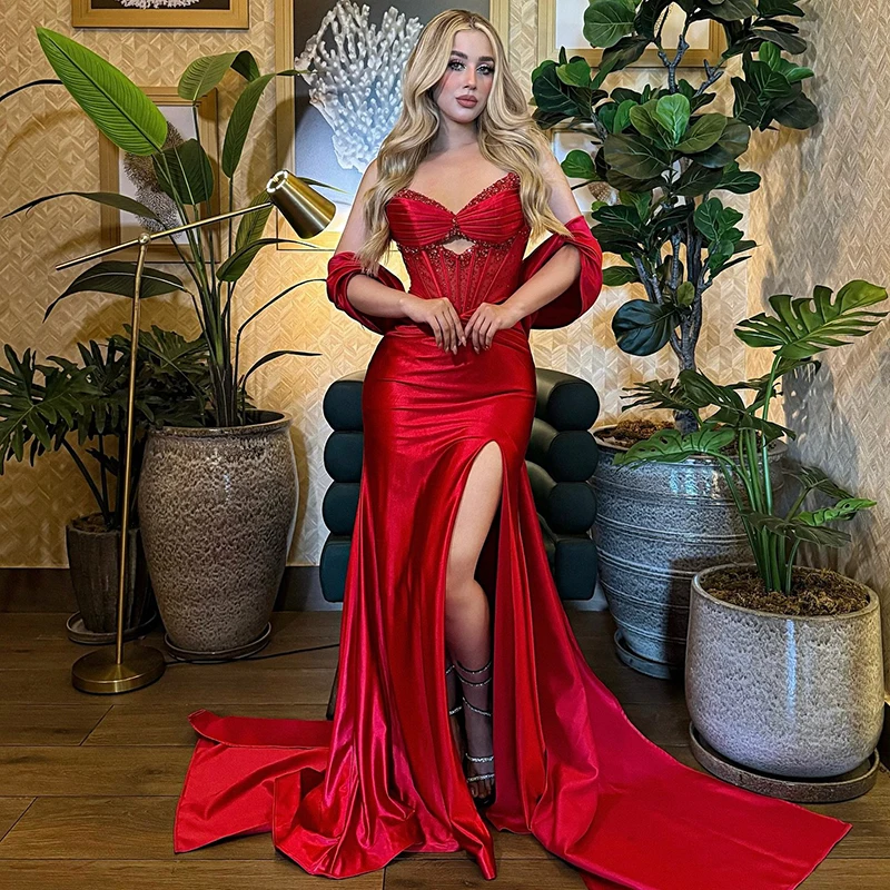 Thinyfull Formal Mermaid Prom Evening Dresses Sweetheart Floor Length Beadings Party Dress Long Cocktail Prom Gowns Customized