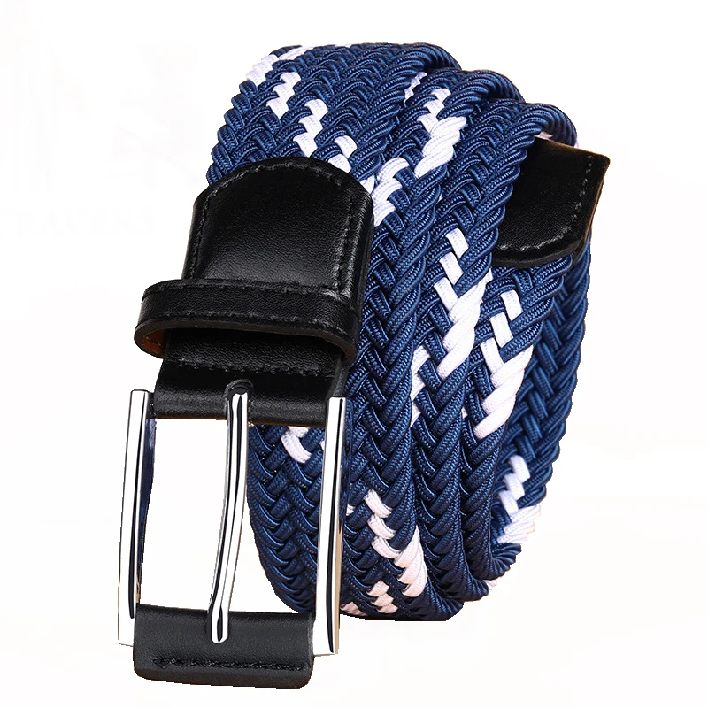 

Western Canvas Braided Silver Pin Buckle Men Belt Fashion Woven Canvas Belt With Jeans Causal Pants