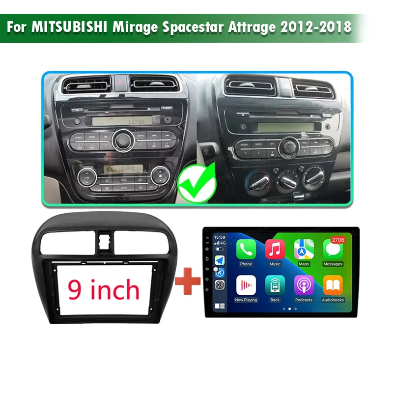 Multimidia Car Radio For MITSUBISHI Mirage Spacestar Attrage 2012 2013-2018 Android 16GPS Navigation Carplay 2din Stereo wifi