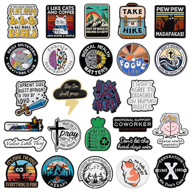Broches en émail avec citations amusantes, Violent Litle Thing Living The Dream, broches de Club de survivants de merde quotidienne, Badge à revers, bijoux cadeaux