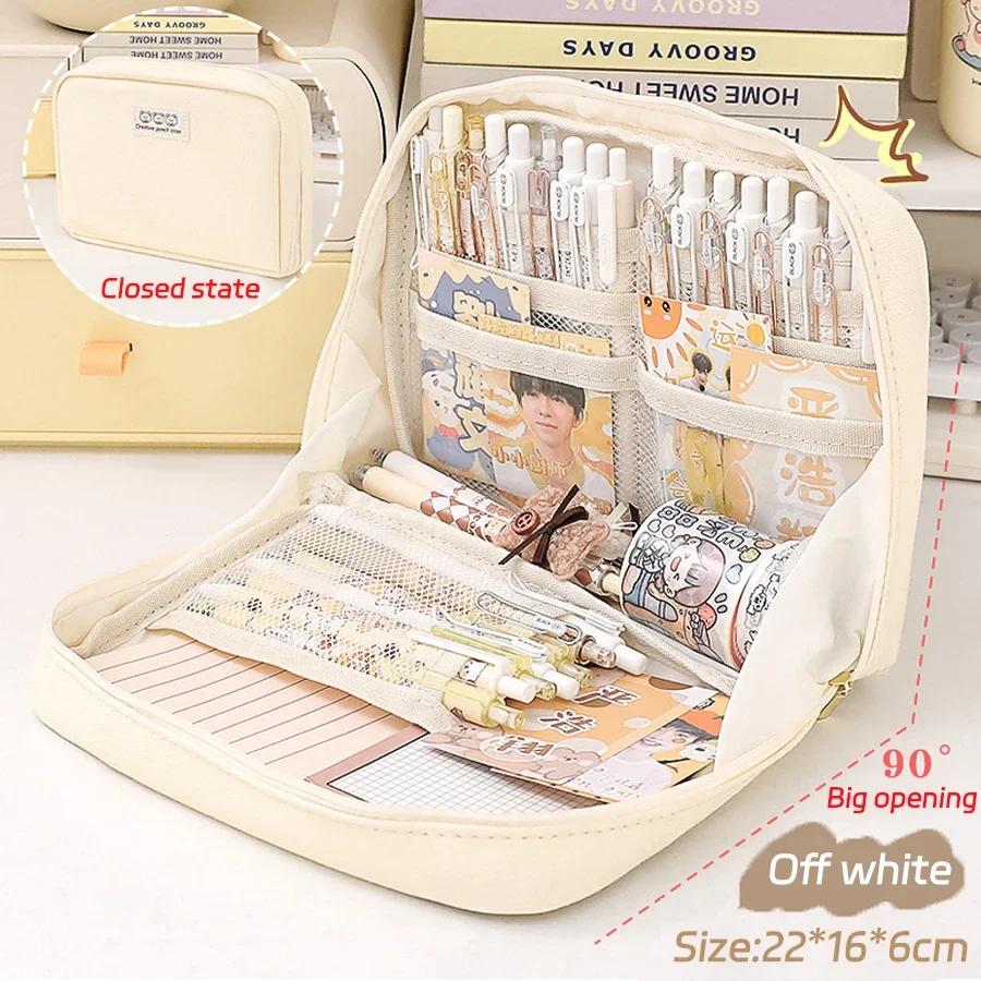 Canvas large-capacity pencil bag storage bag high-value Japanese multi-functional student storage stationery