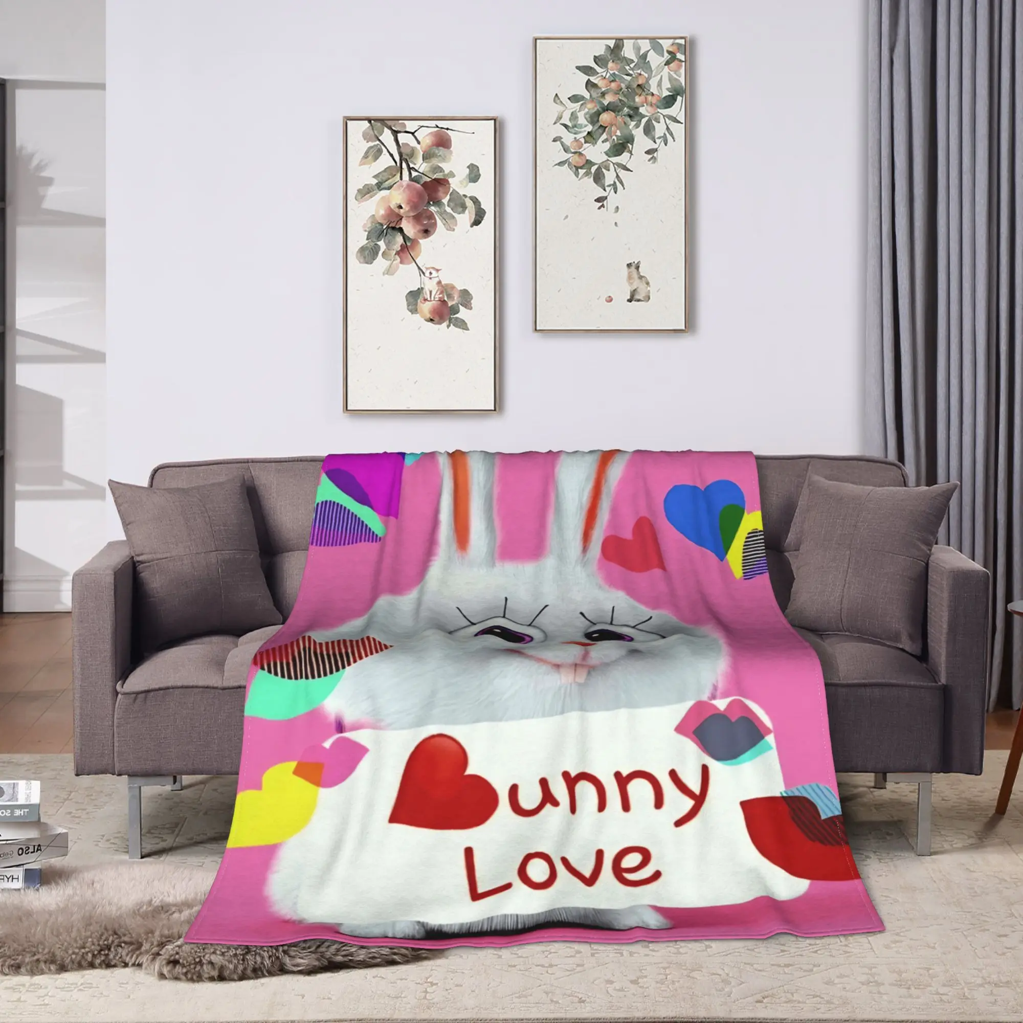 The Secret Life of Pets Bunny Love Blanket  Travel Flannel Bedding Throws For Couch Chair Soft Customized Quality Bedspread Gift