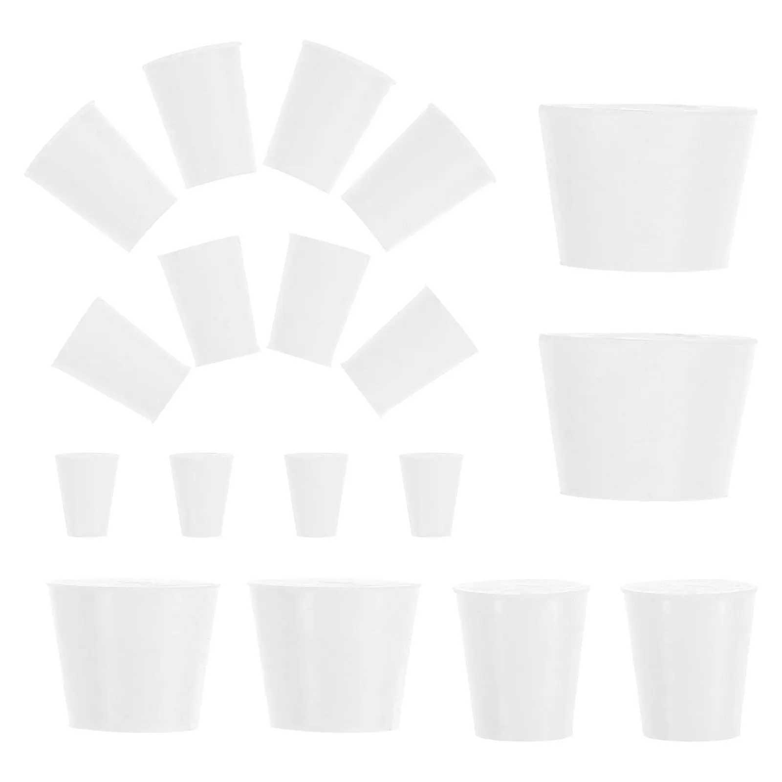 

18pcs White Laboratory Rubber Stopper Plugs Round Holes Compatible Spill Stoppers Lid Tapered Glass Beaker Sealer Evaporation