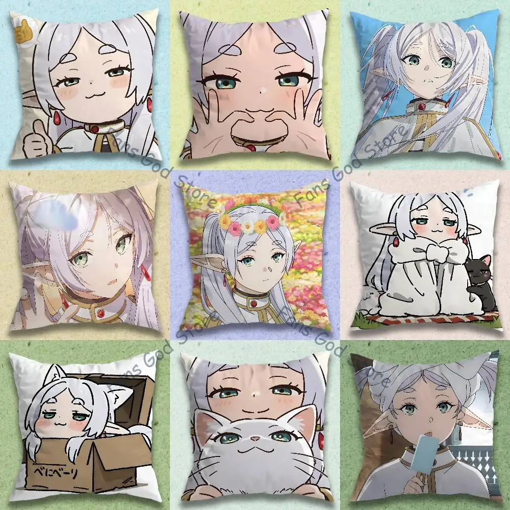 Anime F-Frieren Fanart Anime Celebrity Merchandise All-Match Printed Pillow Case Sofa Car Office Room Decoration Protector