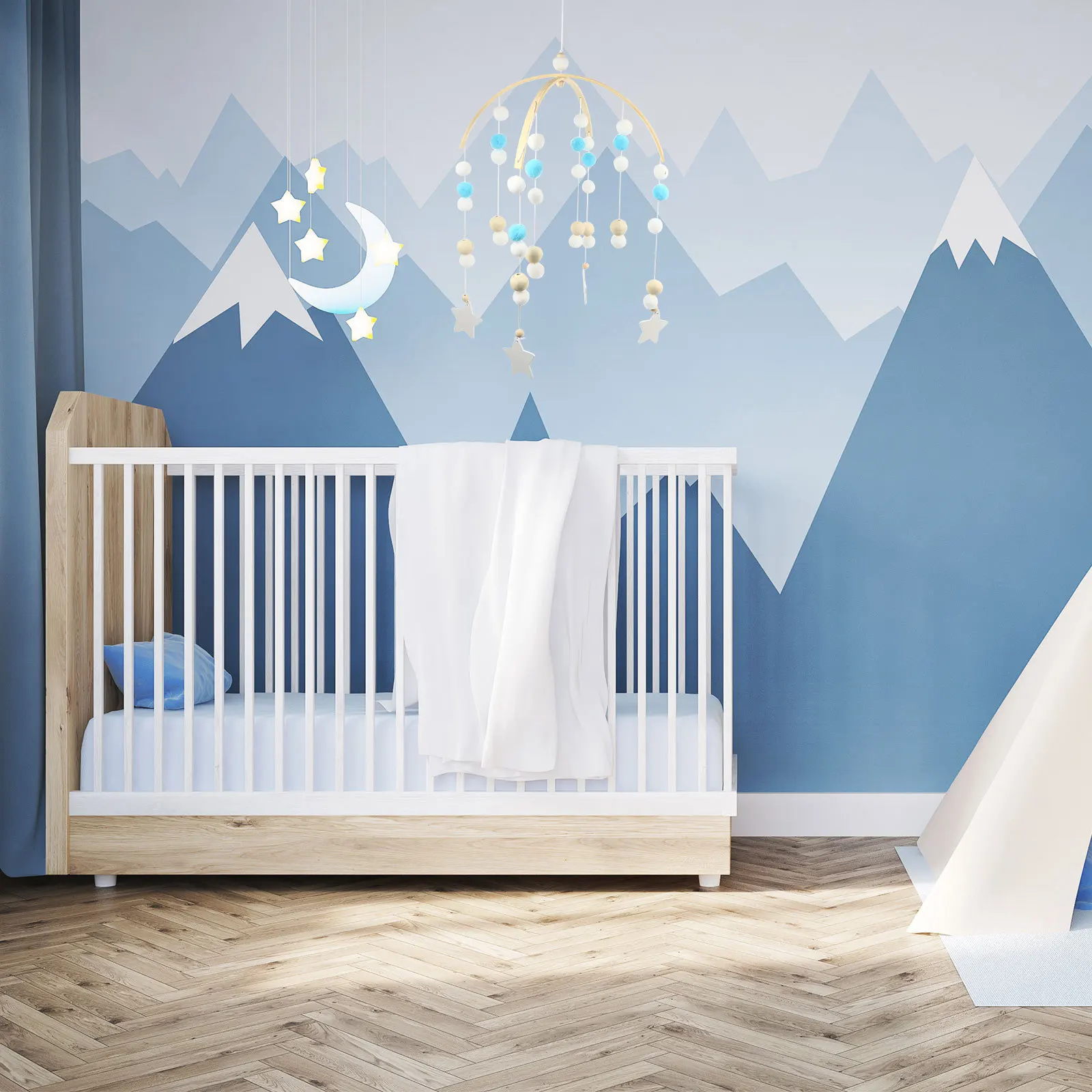 

Wooden Beads Wind Chime Thicken Eco Friendly Nursery Hanging Pendant Bed Bell Wall Decor Crib Decoration Photography Props