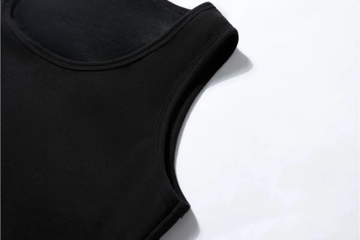 Winter-Thermoweste für Herren in Übergröße, mit Fleece gefüttert, dick, warm, ärmelloses Unterhemd, lässig – Detail 14