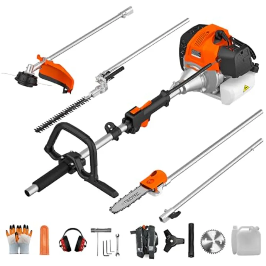 

Lawn landscaping: 52CC 2-stroke gas-powered 5-in-1 multi-functional weed eater trimmer combo kit steel construction, black/grey