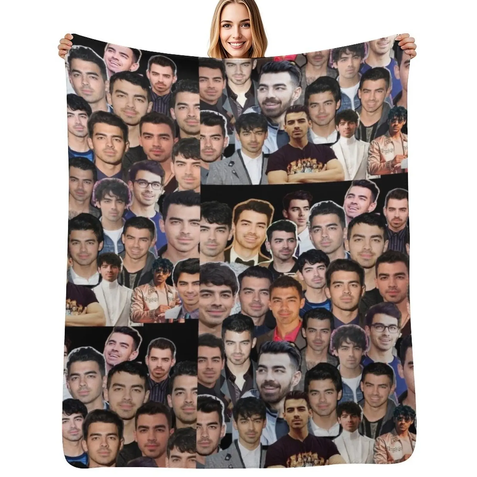 

Joe Jonas Collage Throw Blanket Furrys wednesday bed plaid Decorative Sofas Blankets