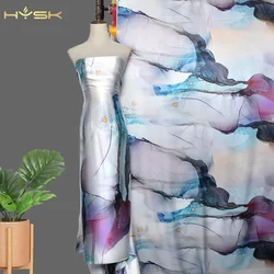 19MM 114cm 100% Silk Charmeuse Satin Fabric smooth gorgeous abstract paint print original silk by meter for gown wedding E2953