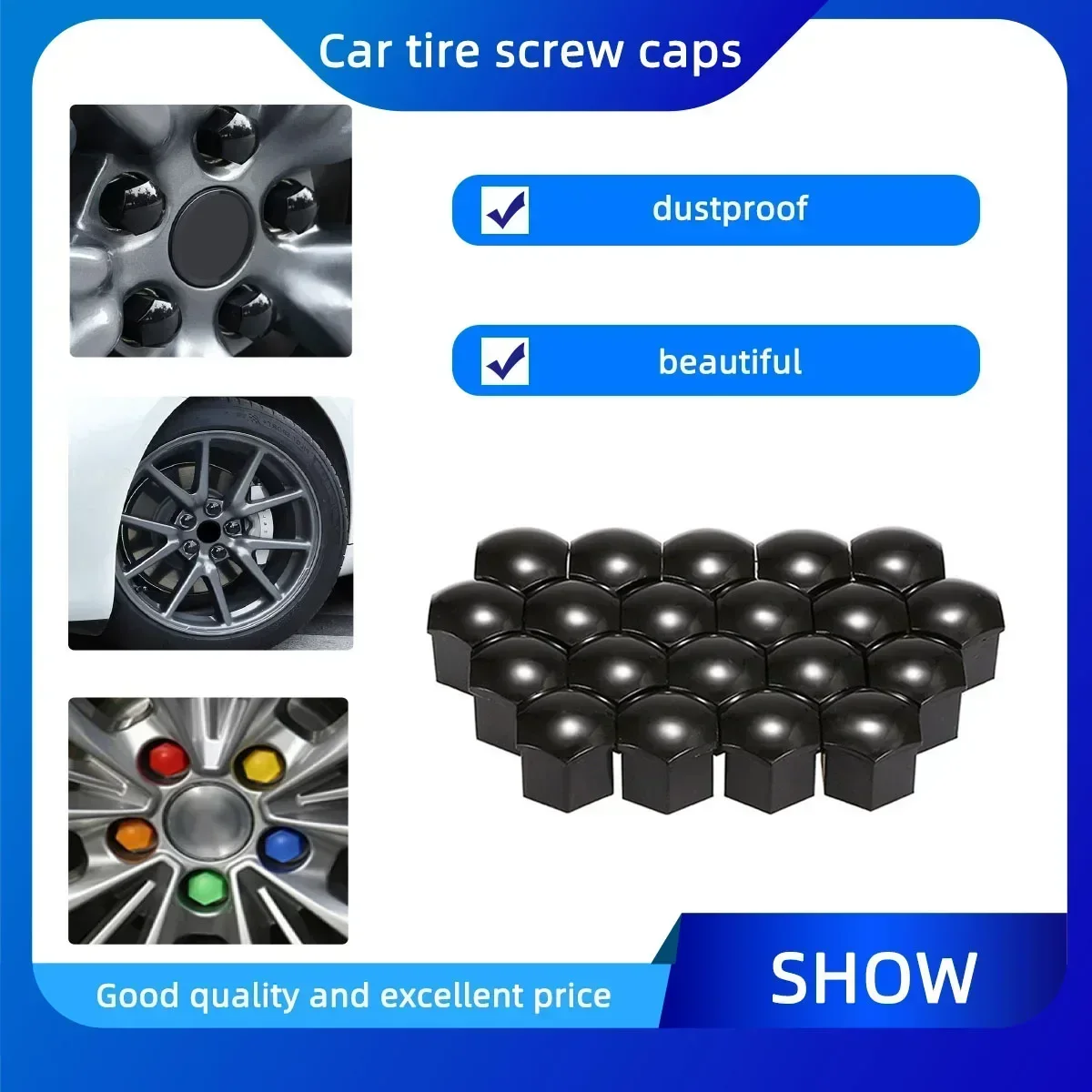 17/19/21mm 20PCS Car Wheel Nut Caps Protection Covers Caps Anti-Rust Auto Hub Screw Cover Car Tyre Nut Bolt Exterior Decoration