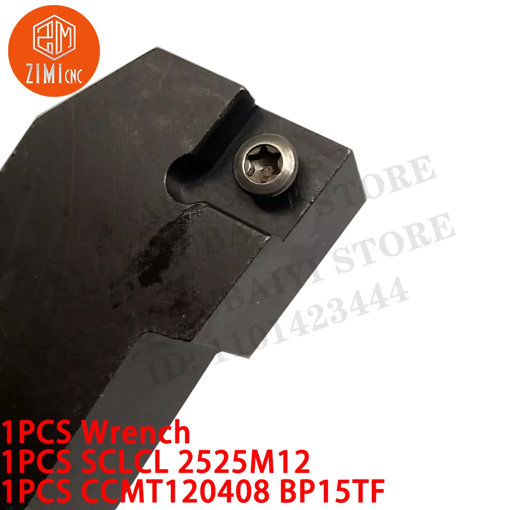 1PCS SCLCL 2525M12 Cylinder turning holder 95 degrees Indexable tool rod + 1PCS CCMT1204 CNC tools Carbide Inserts cutting tools