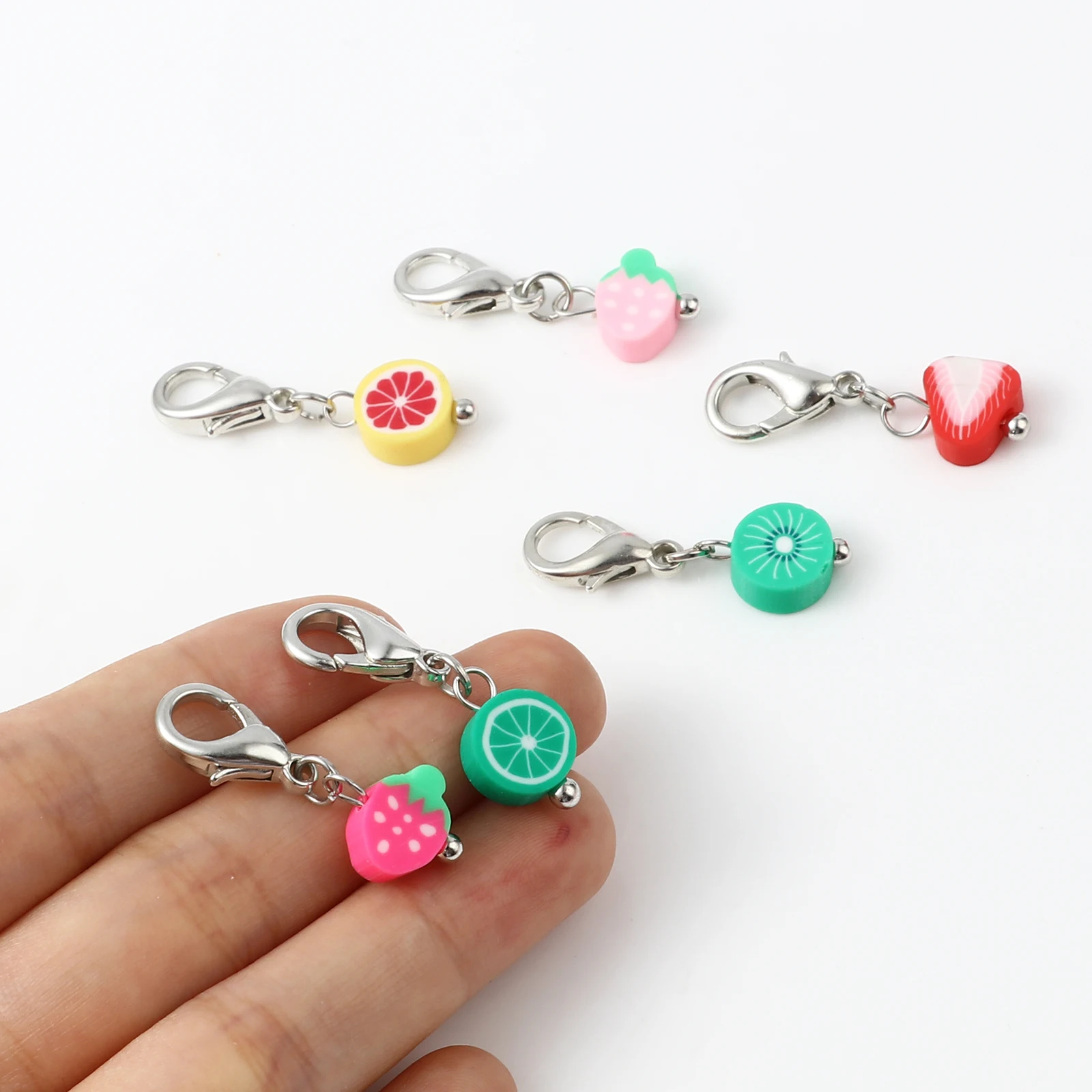 Handmade Polymer Clay Knitting Stitch Markers Fruit Pendants  Knitting Marker Crochet Clips Stitch Counter Needle Clips Tools