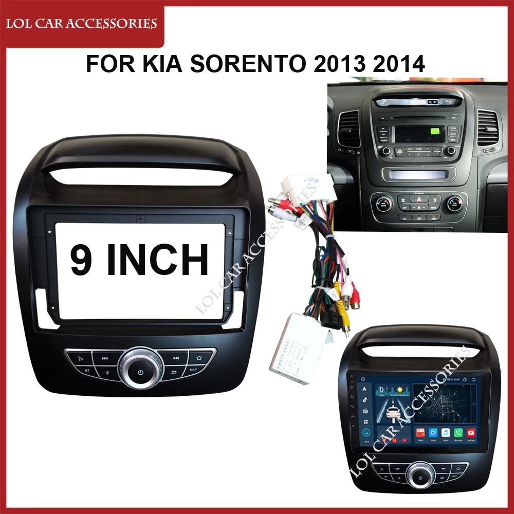 

9-дюймовый для KIA Sorento 2013 2014 Автомобильный радиоприемник GPS MP5 Android Стереоплеер 2 Din Головное устройство Навигация Установка Рамка приборной панели Fascia