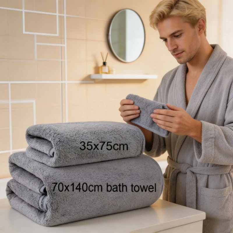 

Набор утолщенных однотонных полотенец из кораллового флиса: мягкие, впитывающие банные и лицевые полотенца для дома, спортзала и ежедневного использования