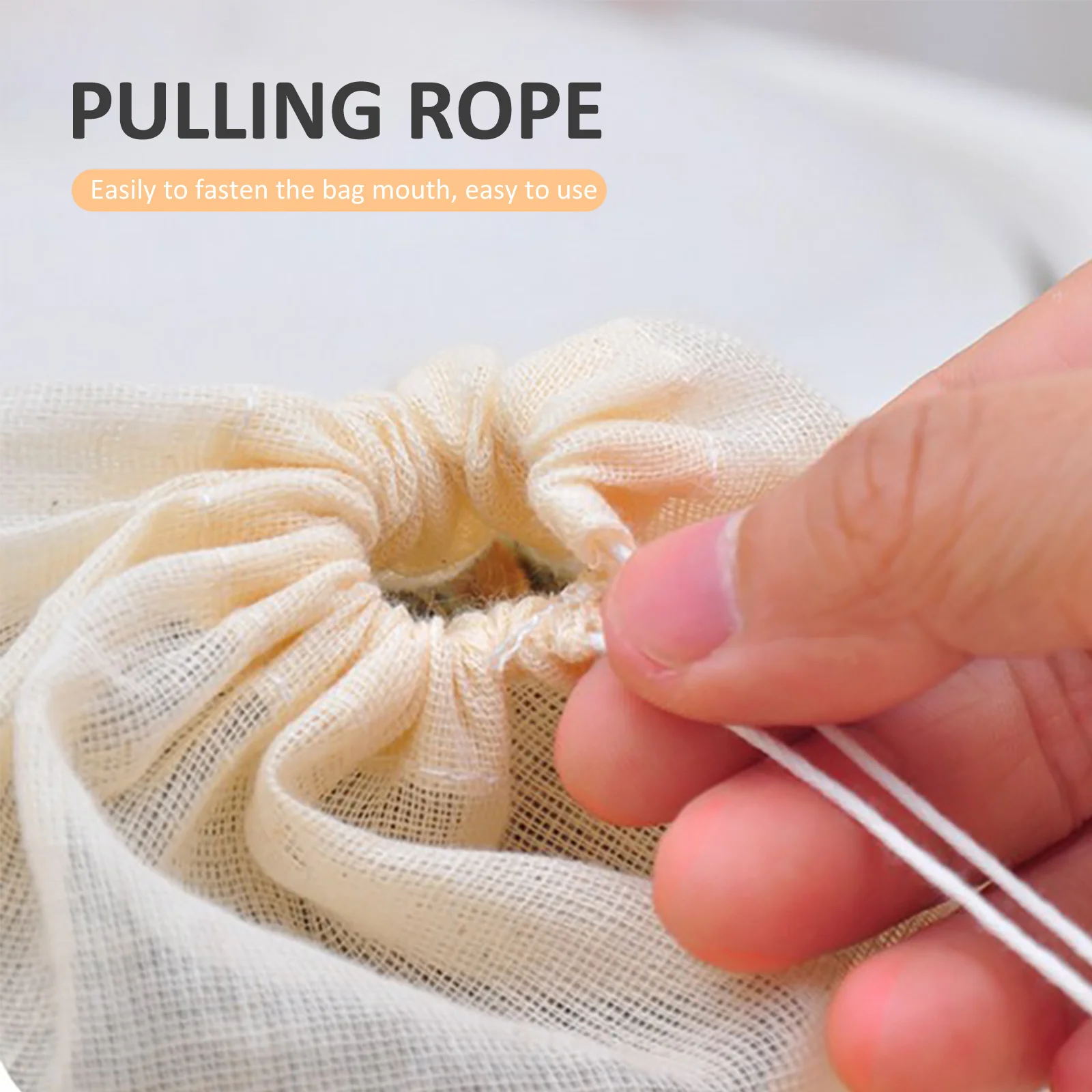 

7Pcs Reusable Cotton Filter Bags Drawstring Strainer Bag for Soup Gravy Broth Stew Seasoning Spices Herbal Tea